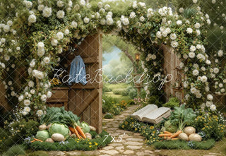 Kate Spring Flower Arch Garden Gate Vegetables Path Open Book Printed Backdrop Designed by Chain Photography