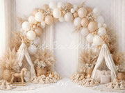 balloon tent decoration Kate Boho Flower Arch Beige Printed Backdrop Designed by Vertigo Productions, Microfiber (Printed) / 5x3ft 6X Lady - Stevens snow riding Size:8 x 0.75L dryer safe