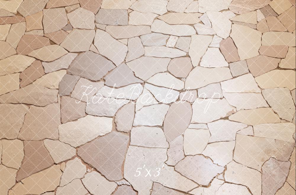 Kate Beige Stone Cobblestone Floor Backdrop Designed by Emetselch
