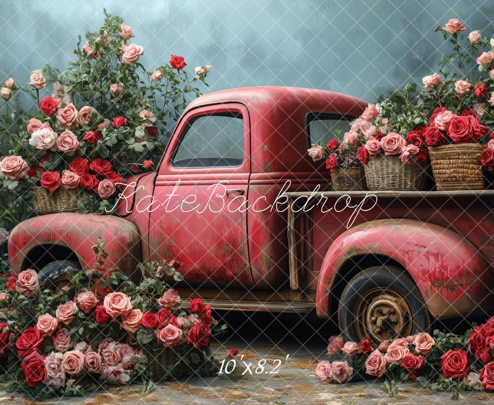 Sfondo di camion vintage con rose Designed by Patty Roberts