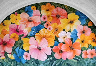 Moederdag Kleurvolle Bloemenboog Foto Achtergrond Designed by Mini MakeBelieve