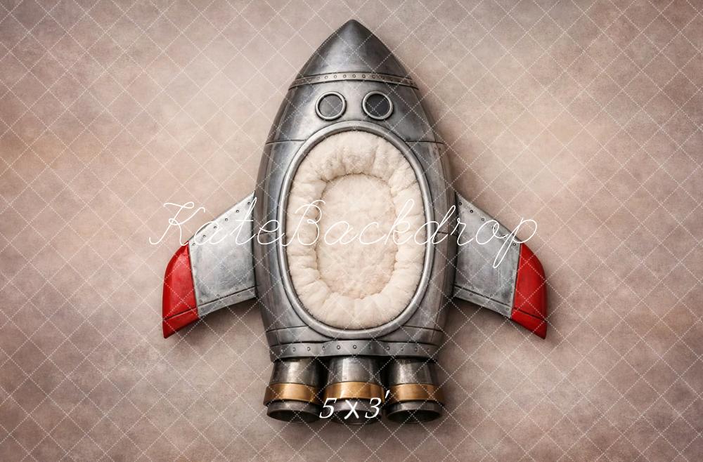 Kate Newborn Rocket Ship Prop Beige Texture Printed Backdrop Designed by Vertigo Productions