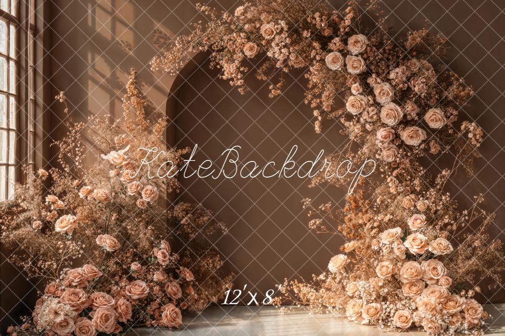 Kate Boho Flower Arch Beige Roses Backdrop Designed by Emetselch