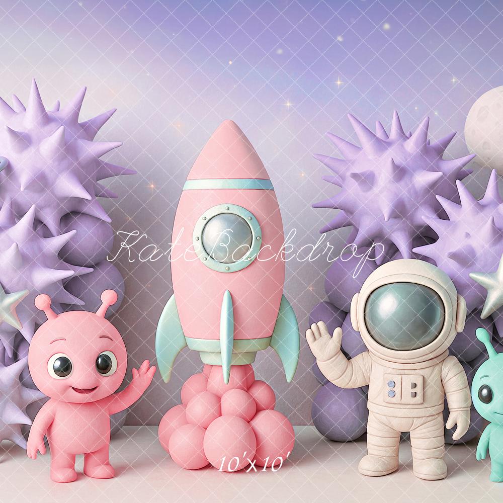 Kate Cake Smash Space Adventure Alien Rocket Backdrop Designed by Ashley Paul