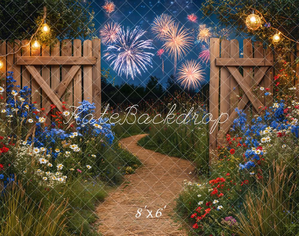 Kate Independence Day Garden Fireworks Gate Backdrop Designed by Emetselch