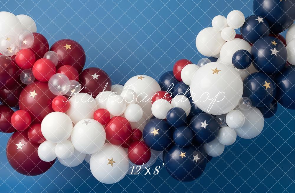 Kate Independence Day Red White Blue Balloon Garland Stars Printed Backdrop Designed by Emetselch