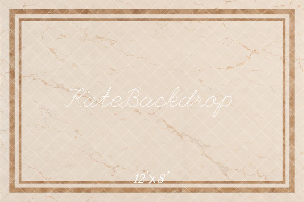 Kate Beige Marble Border Floor Printed Backdrop Designed by Emetselch
