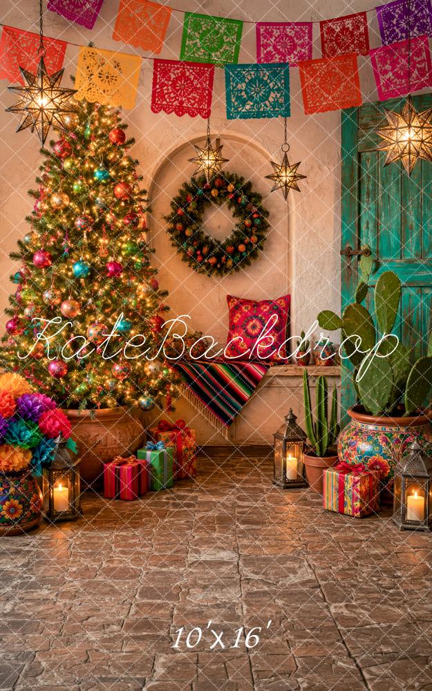 Kate Sweep Mexican Christmas Tree Papel Picado Star Lanterns Printed Backdrop Designed by Megan Leigh Photography