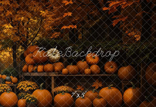 Kate Fall Pumpkin Shelf Maple Tree Printed Backdrop Designed by Emetselch