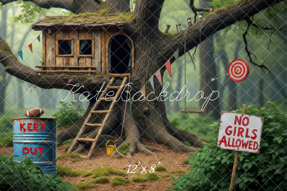 TEST Kate Summer Treehouse Forest Clubhouse Printed Backdrop Designed by Laura Bybee