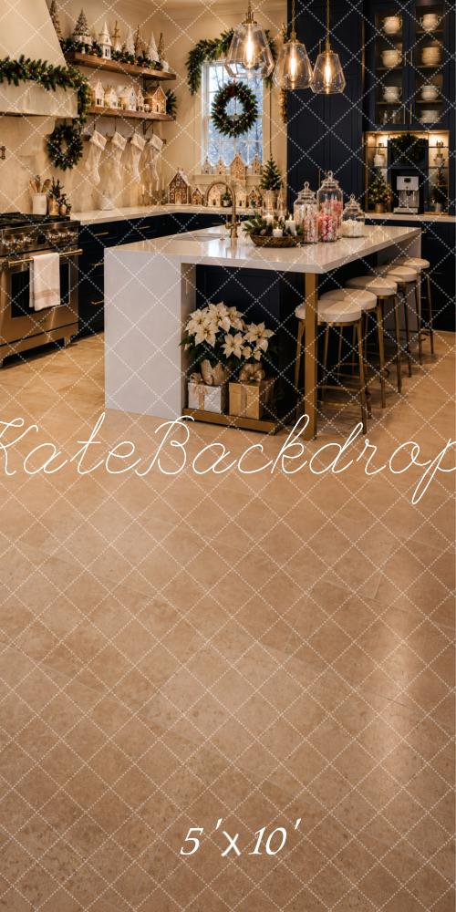Kate Sweep Luxury Christmas Kitchen Island Modern Elegant Printed Backdrop Designed by Vertigo Productions