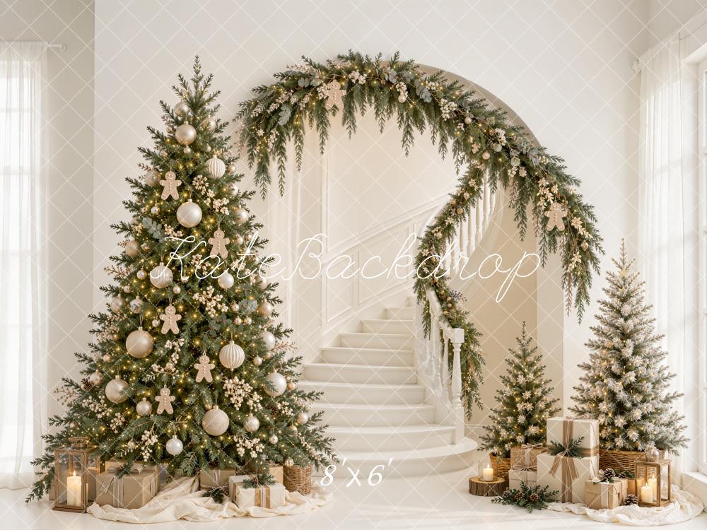 Kate Christmas Tree Staircase Garland Arch Living Room Printed Backdrop Designed by Emetselch