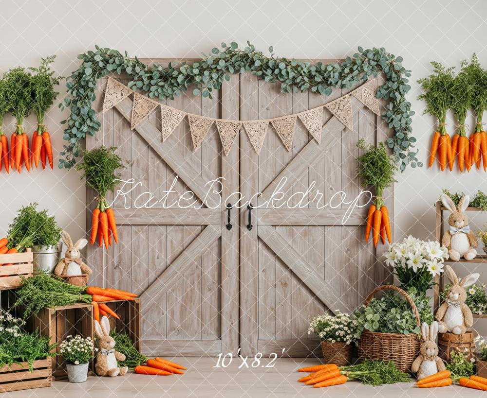Kate Easter Bunny Carrot Barn Door Backdrop Designed by Patty Roberts