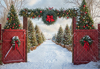 Sfondo Invernale di Natale Lane Forest Gate Disegnato da Emetselch