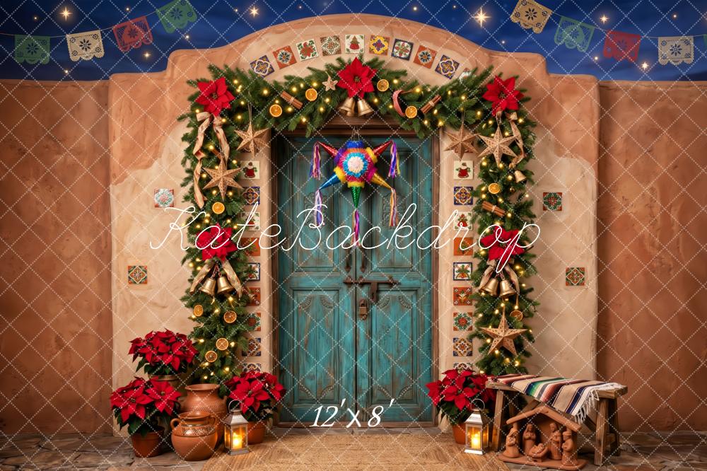 Kate Mexican Christmas Garland Doorway Printed Backdrop Designed by Patty Roberts
