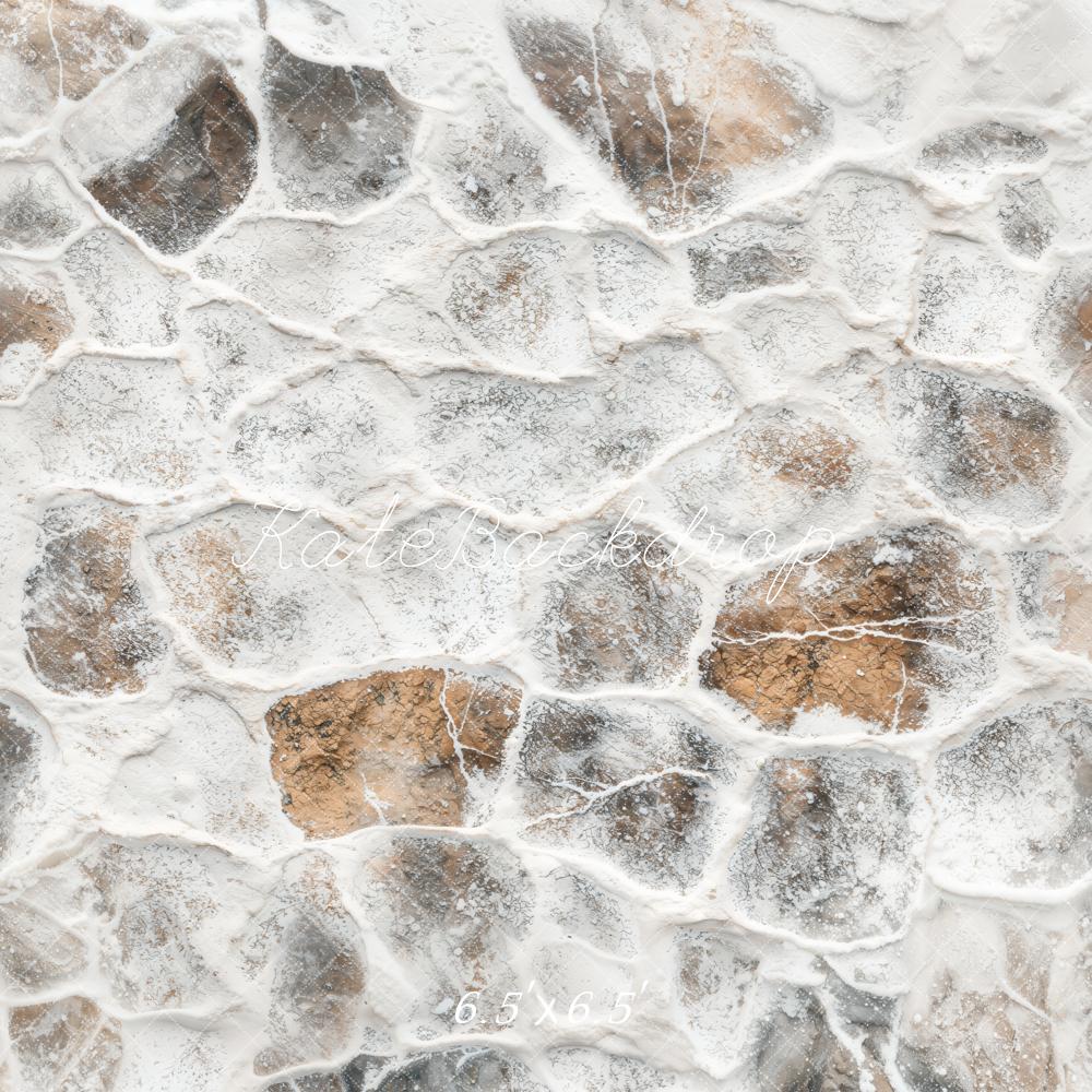 Kate Winter Vintage Cobblestone Snow Floor Backdrop Designed by Emetselch