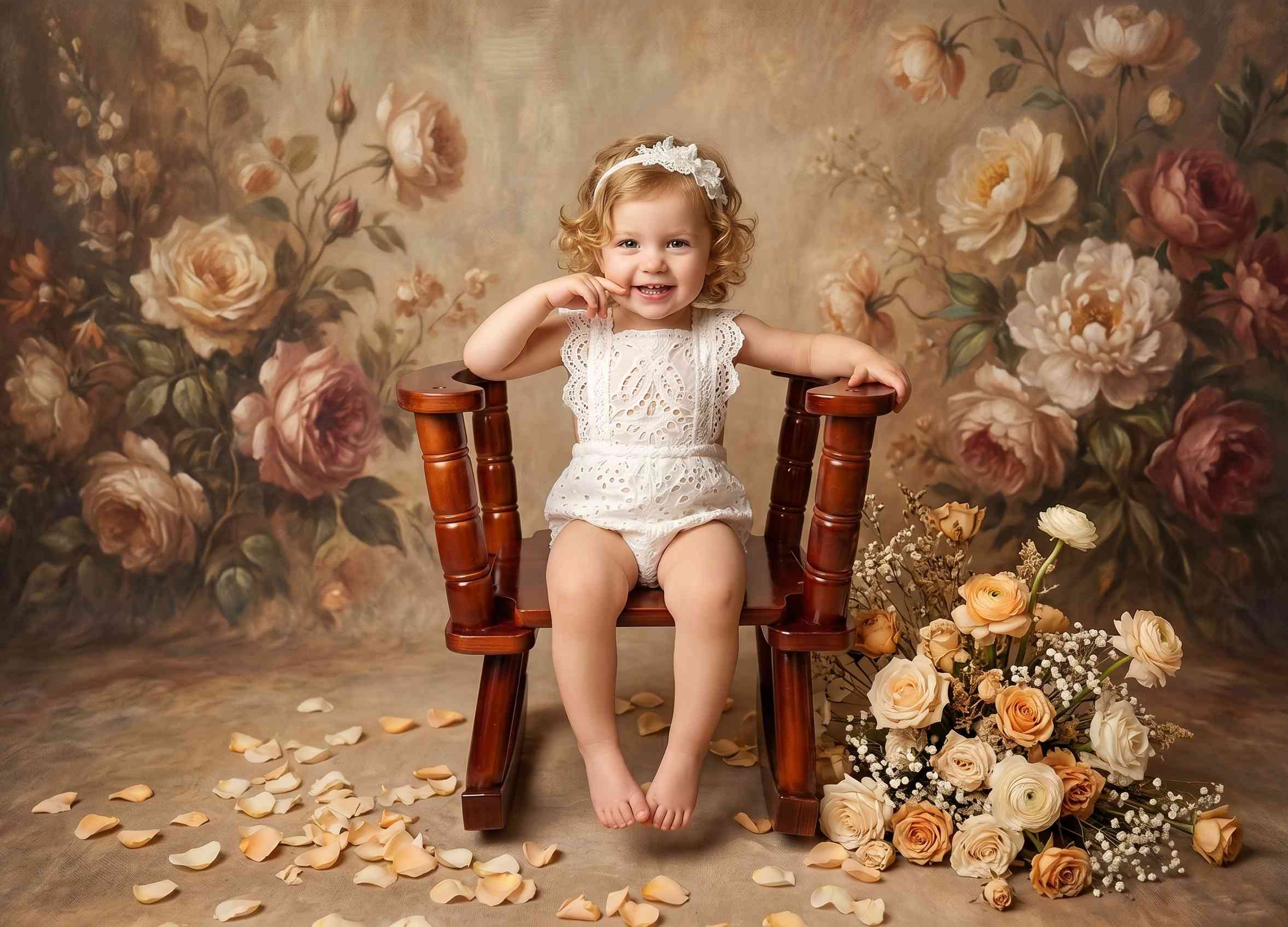 (Pre-sale 15 days) TEST Kate 'Windsor Petite' Vintage Wooden Rocker | Newborn & Sitter Photography Prop