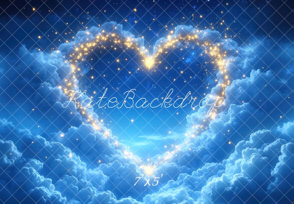 Kate Heart Shaped Light Clouds Blue Sky Backdrop Designed by Mini MakeBelieve