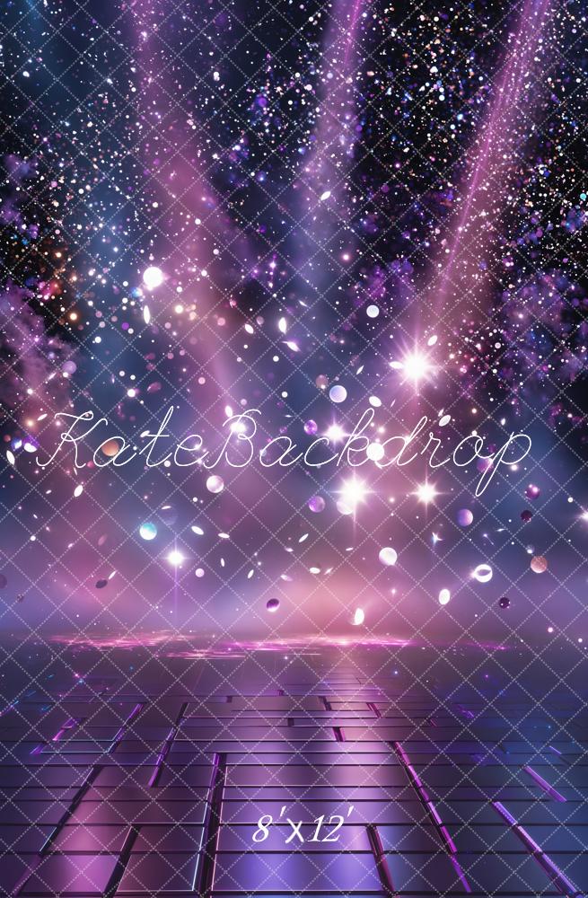 Kate Purple Glitter Light Rays Futuristic Floor Backdrop Designed by Chain Photography
