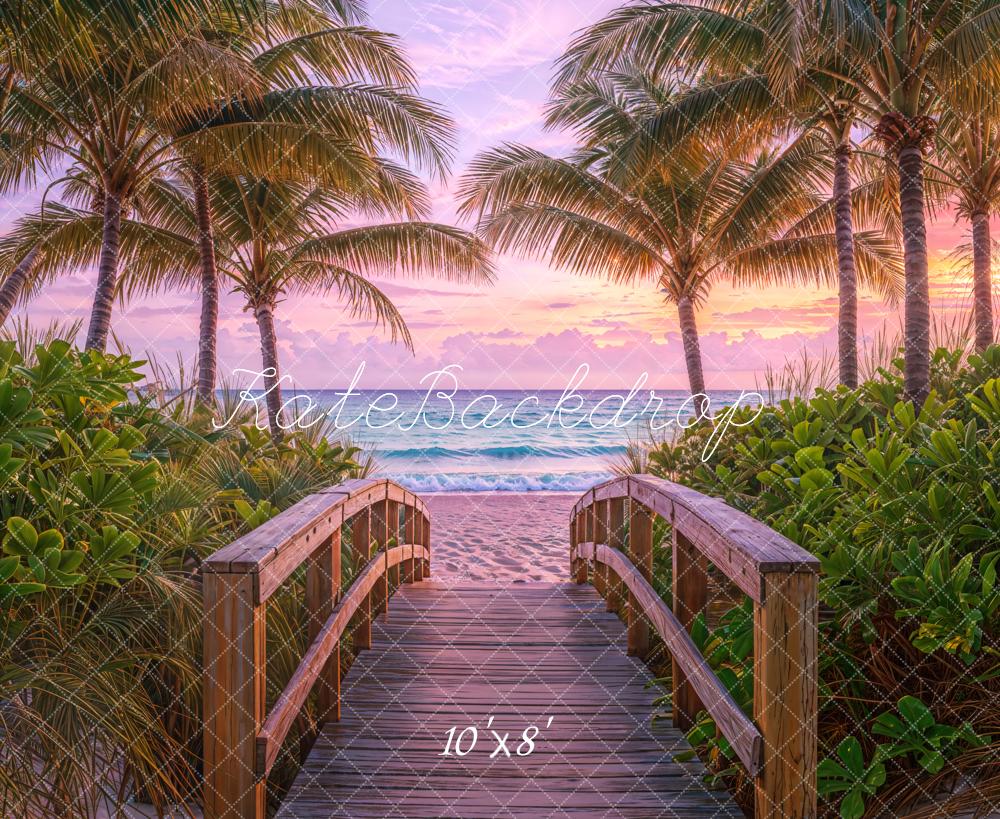 Fondo de Palmera Tropical al Atardecer en la Playa Diseñado por Emetselch