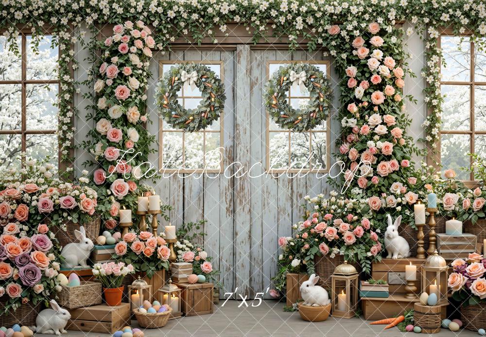Kate Easter Bunny Flower Arch Rustic Door Backdrop Designed by Mini MakeBelieve