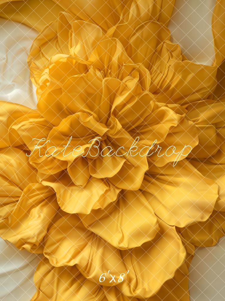 Kate Newborn Yellow Floral Texture Floor Backdrop Designed by Emetselch
