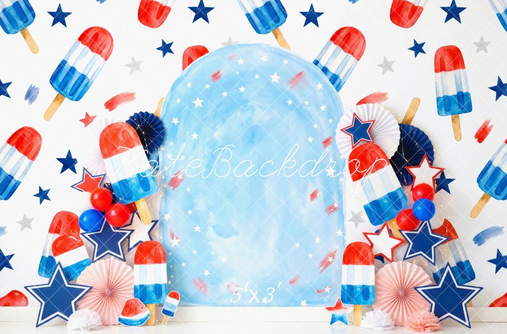 Kate Independence Day Red White Blue Popsicle Stars Printed Backdrop Designed by Patty Roberts