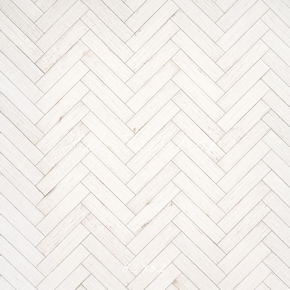 Kate White Herringbone Pattern Wood Floor Printed Backdrop Designed by Mandy Ringe Photography
