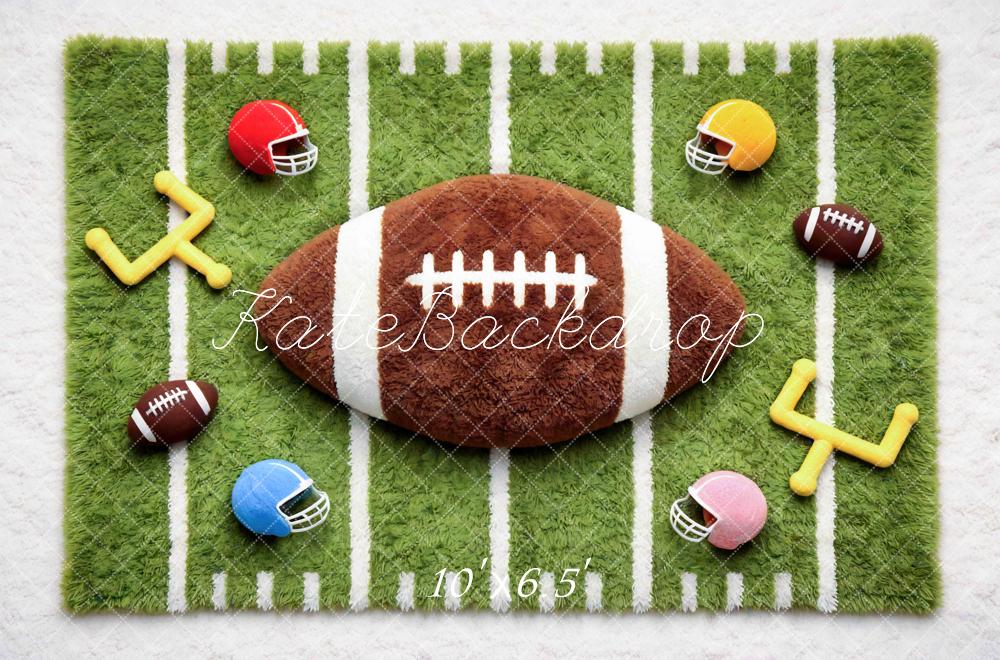 Kate Newborn Football Field Plush Ball Helmets Goalposts Printed Backdrop Designed by Mini MakeBelieve