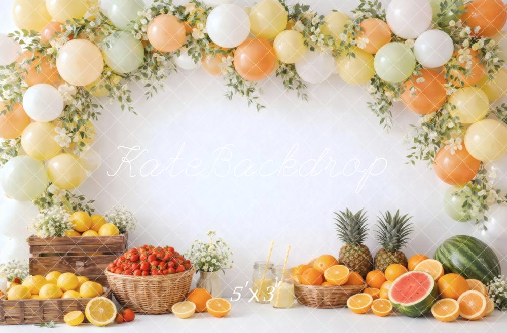 Kate Summer Fruit Crates Balloon Garland Printed Backdrop Designed by Vertigo Productions