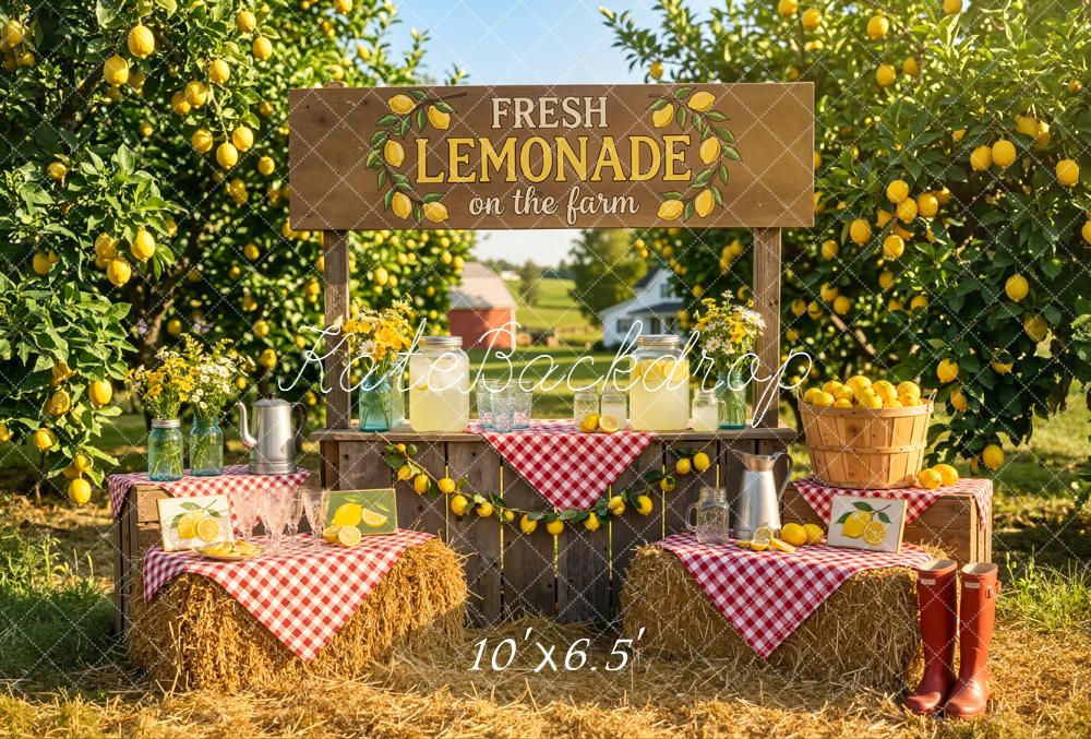 Kate Summer Lemonade Stand Lemon Orchard Farm Hay Bales Backdrop Designed by Emetselch
