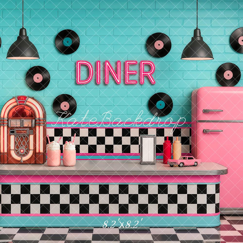 Retro 1950s Diner Vinyl Record Backdrop