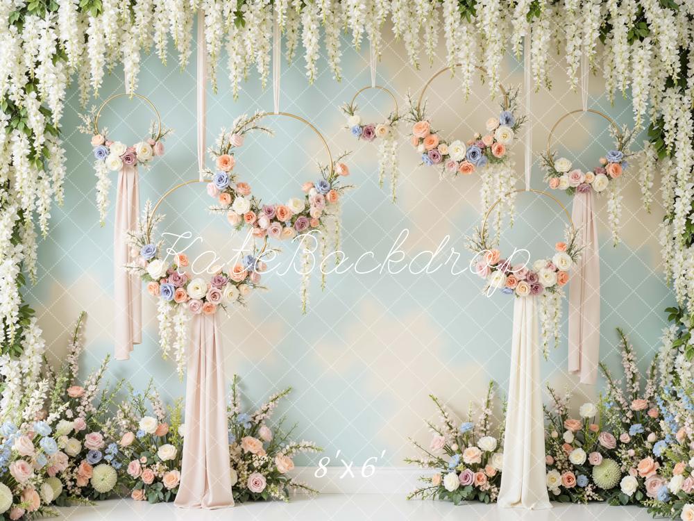 Kate Spring Flower Arch Pastel Floral Hoop Rings Backdrop Designed by Mini MakeBelieve