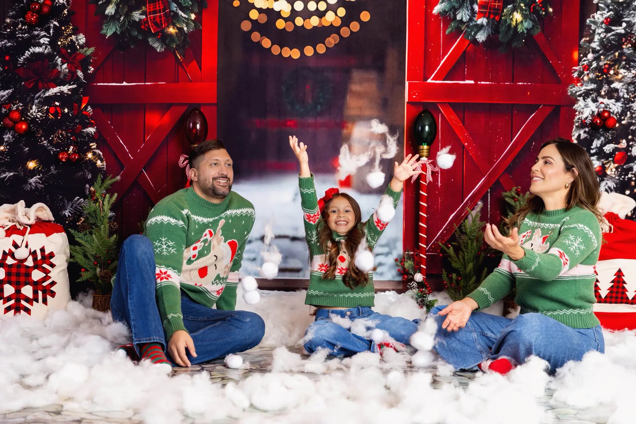 Kate Christmas Night Red Barn Door Backdrop Designed by Emetselch