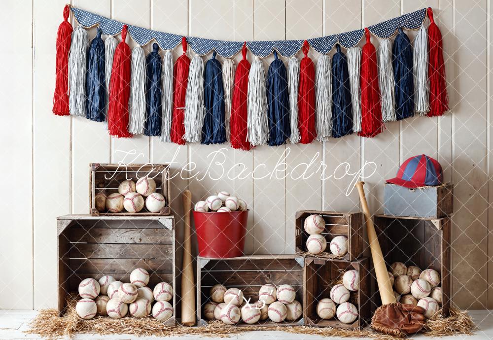 SALE Kate Sports Baseball Crates Red Blue Backdrop Designed by Emetselch