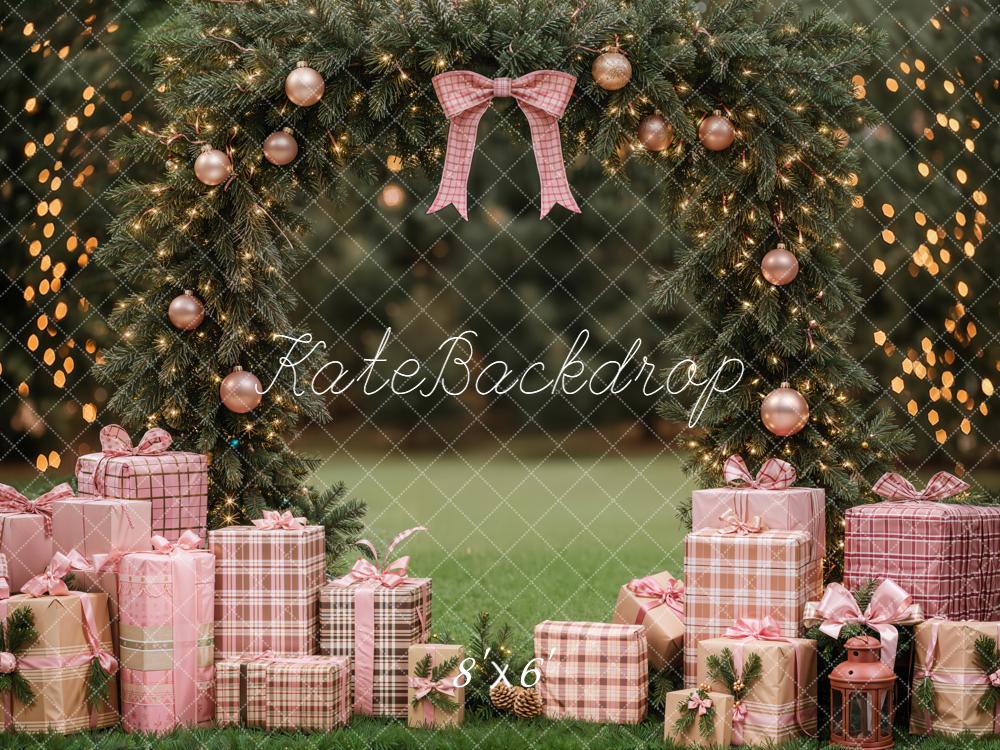 Kate Christmas Pink Bow Arch Gift Garland Lights Garden Backdrop Designed by Emetselch
