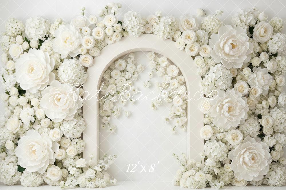 Kate Mother's Day Flower Arch White Roses Peonies Printed Backdrop Designed by Patty Roberts