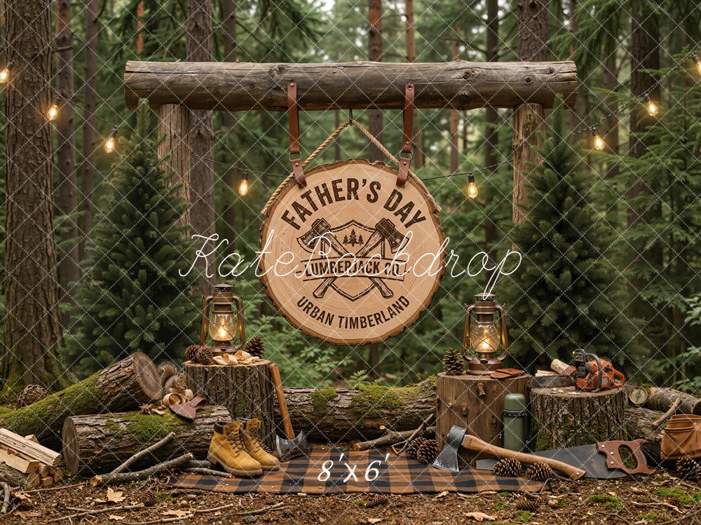 Kate Father's Day Lumberjack Forest Camp Printed Backdrop Designed by Emetselch
