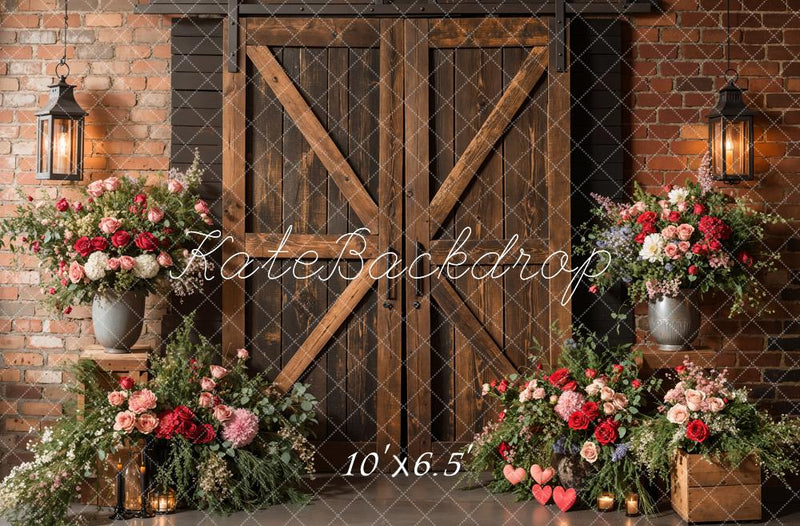 Rustic Barn Wood Floral Backdrop