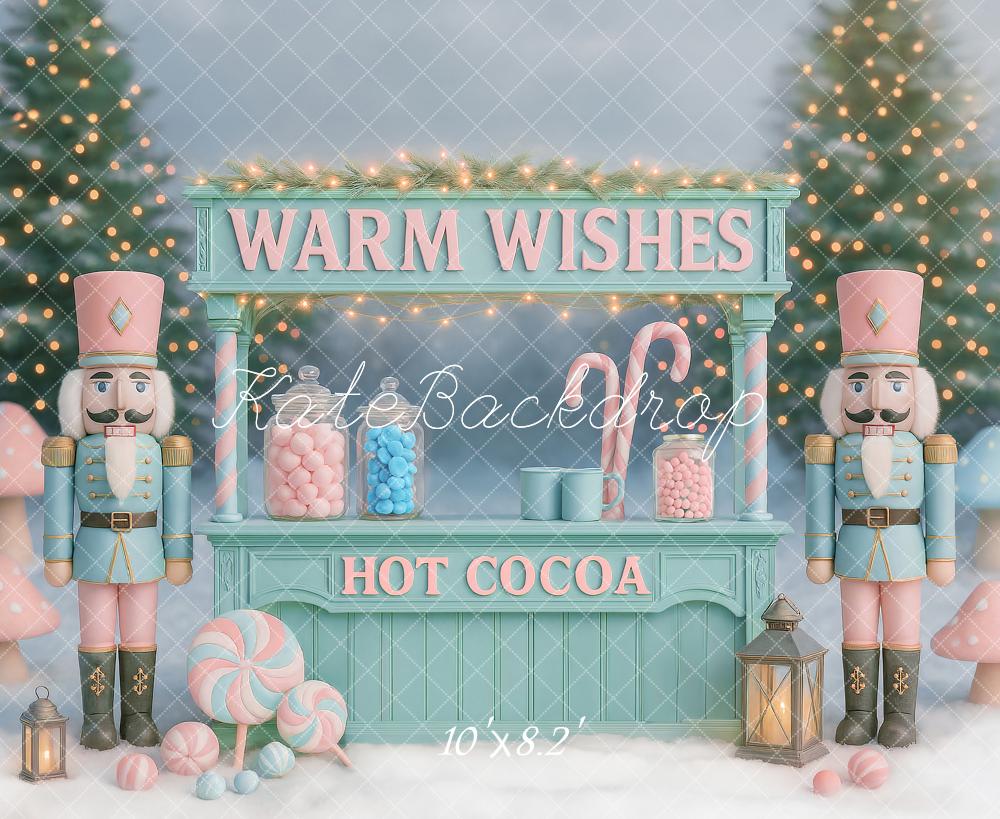 Kate Christmas Nutcracker Hot Cocoa Stand Snow Backdrop Designed by Ashley Paul