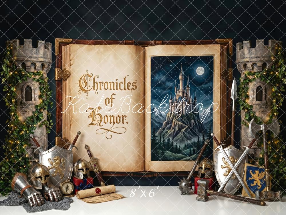 Kate Fantasy Castle Storybook Armor Medieval Boys Printed Backdrop Designed by Patty Roberts