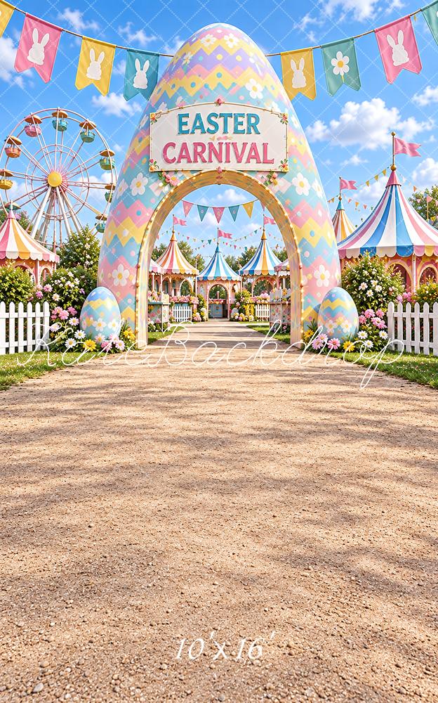Kate Sweep Easter Carnival Egg Arch Ferris Wheel Printed Backdrop Designed by Vertigo Productions