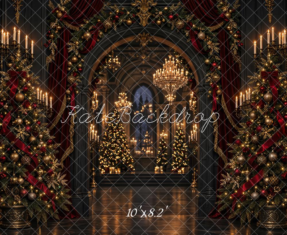 Kate Christmas Hall Luxury Christmas Tree Archway Printed Backdrop Designed by Emetselch