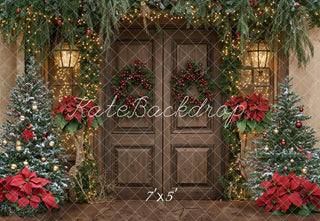 Guirnalda de puerta de árbol de Navidad Poinsettia fondo diseñado por Emetselch