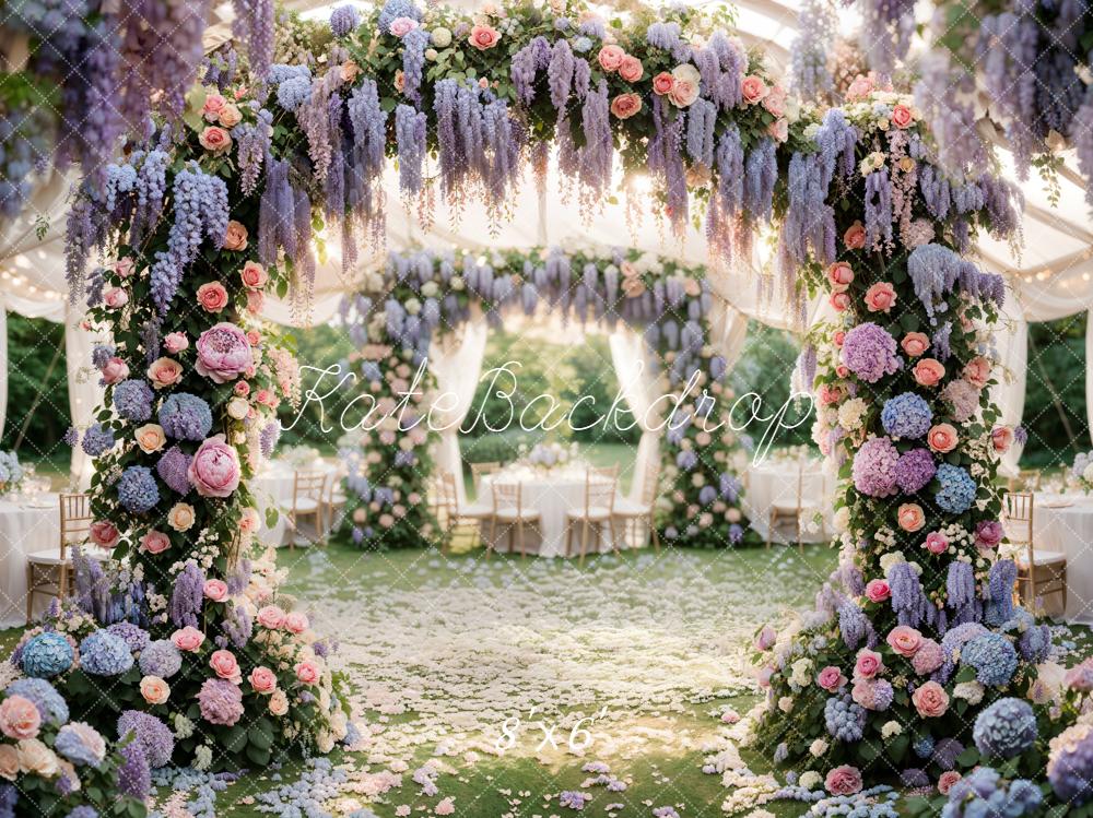Kate Spring Flower Arch Pastel Floral Garden Printed Backdrop Designed by Emetselch