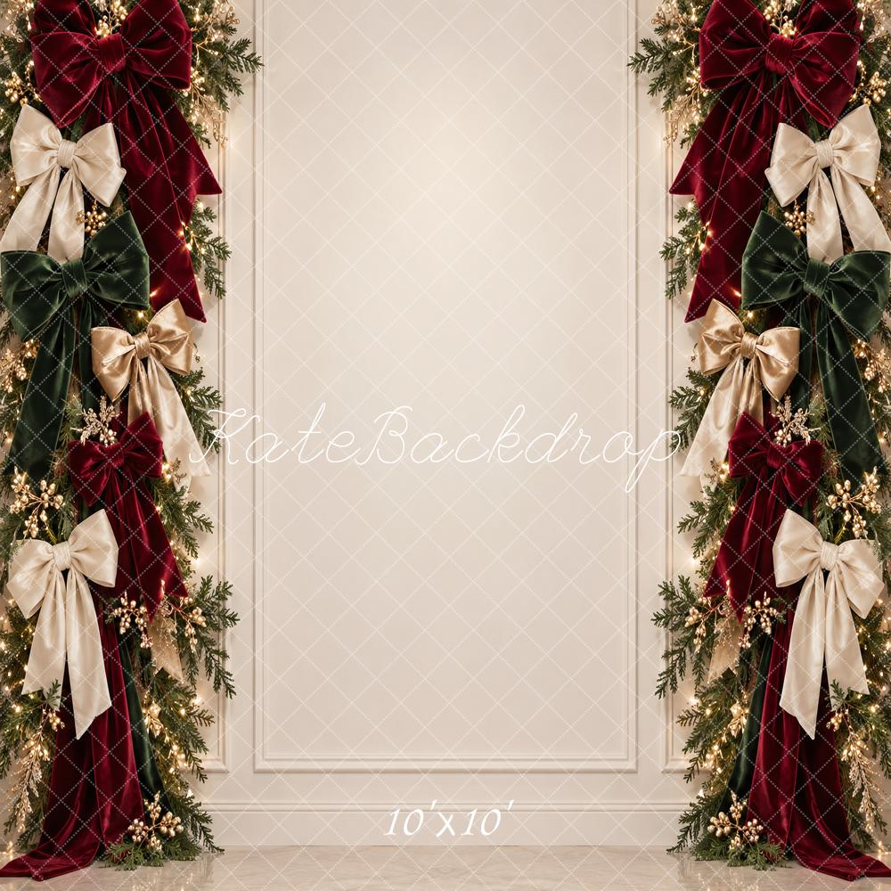 Kate Christmas Garland Bows Elegant Holiday Wall Printed Backdrop Designed by Vertigo Productions