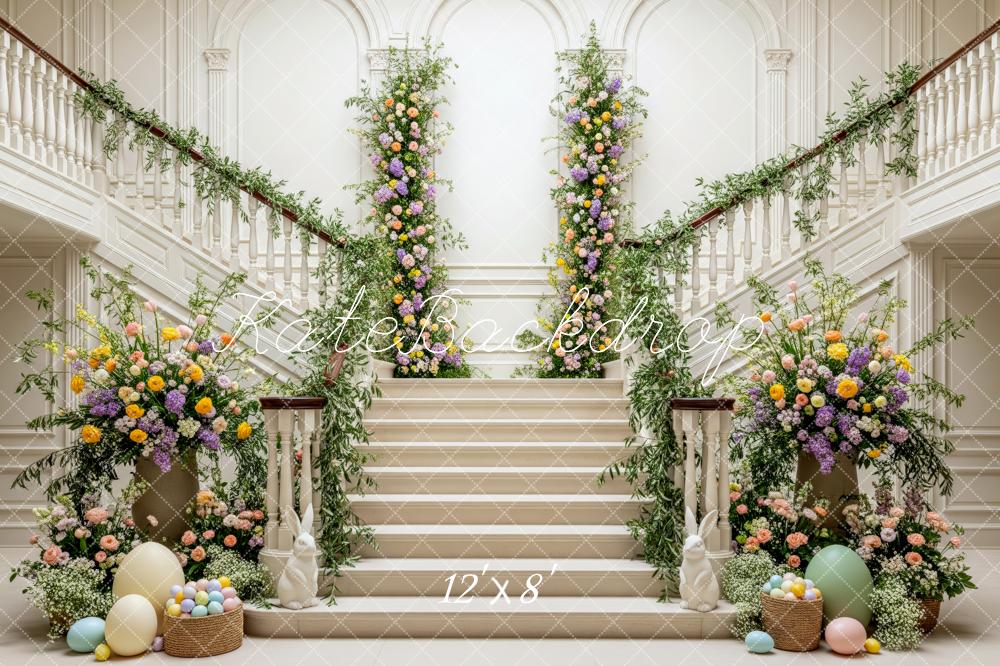 Kate Easter Cascading Stairs Floral Eggs Backdrop Designed by Patty Roberts