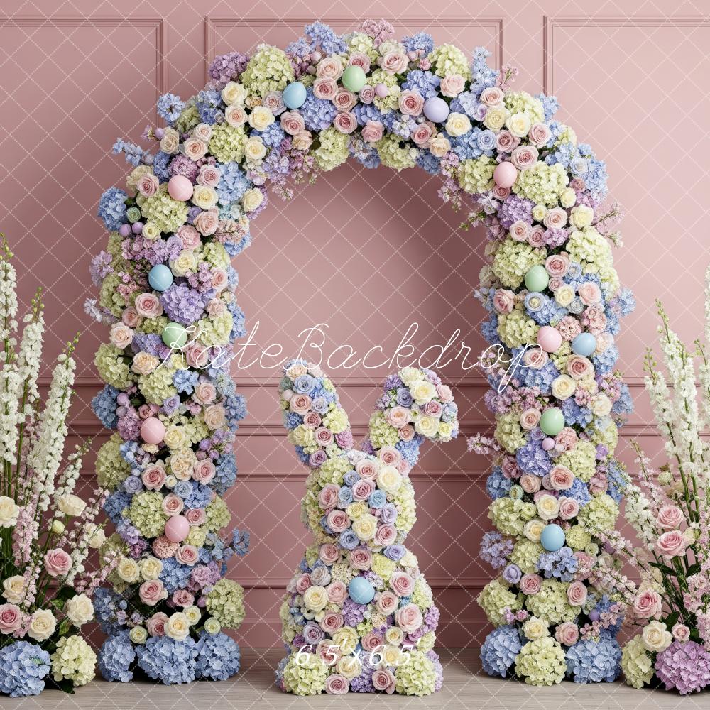 Kate Easter Bunny Flower Arch Pastel Pink Wall Backdrop Designed by Patty Roberts
