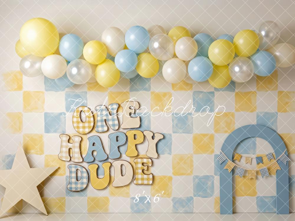 Kate Happy Dude Birthday Balloon Arch Printed Backdrop Designed by Patty Roberts