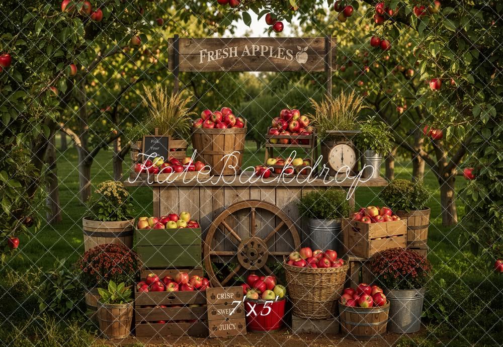 Kate Fall Apple Orchard Wheel Market Stand Printed Backdrop Designed by Emetselch